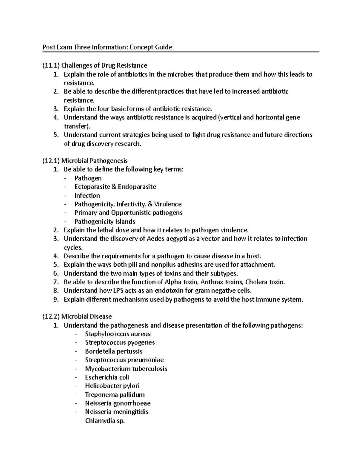 Post Exam 3 study Guide Post Exam Three Information Concept Guide (11) Challenges of Drug