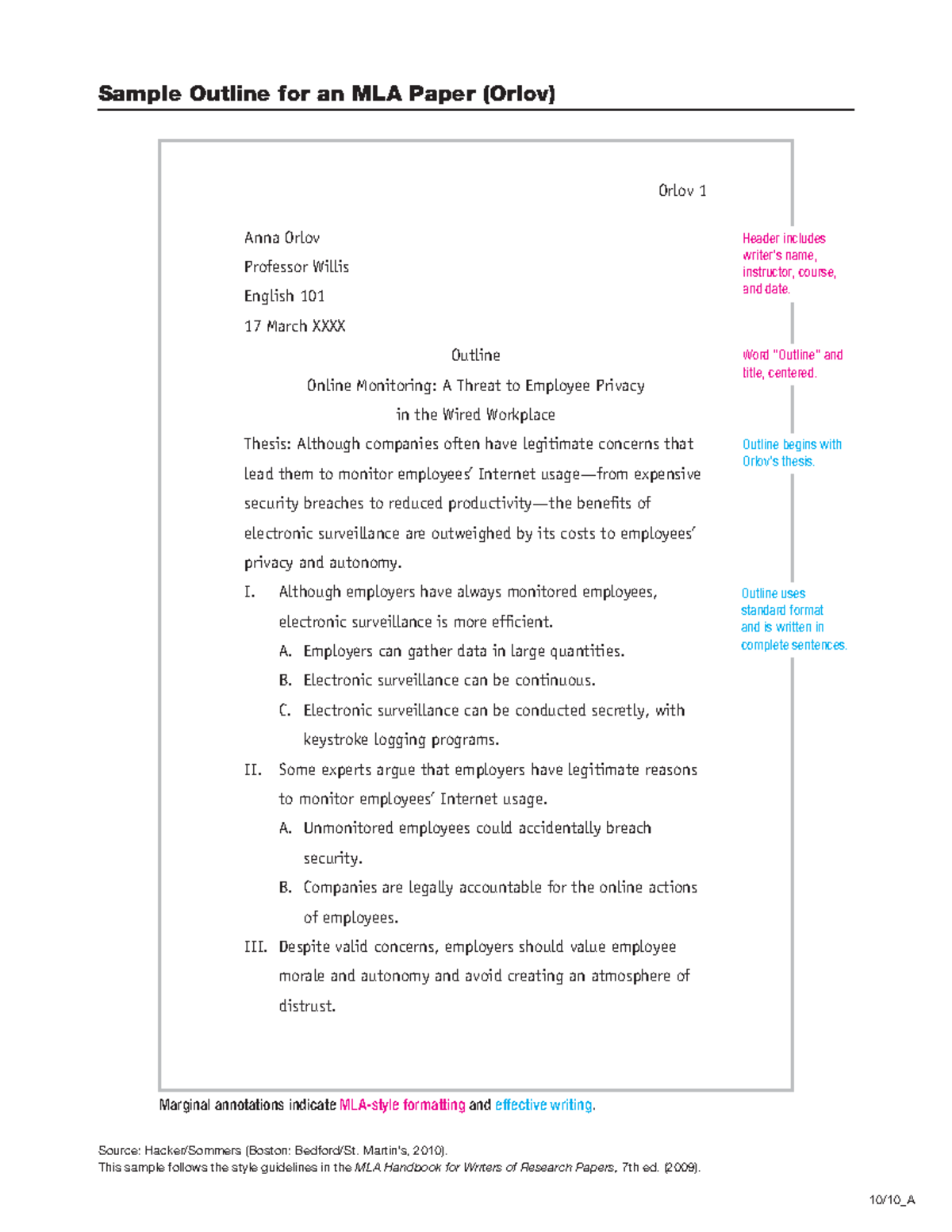 MLA Format Research Paper Outline (Example) - Sample Outline for an MLA ...