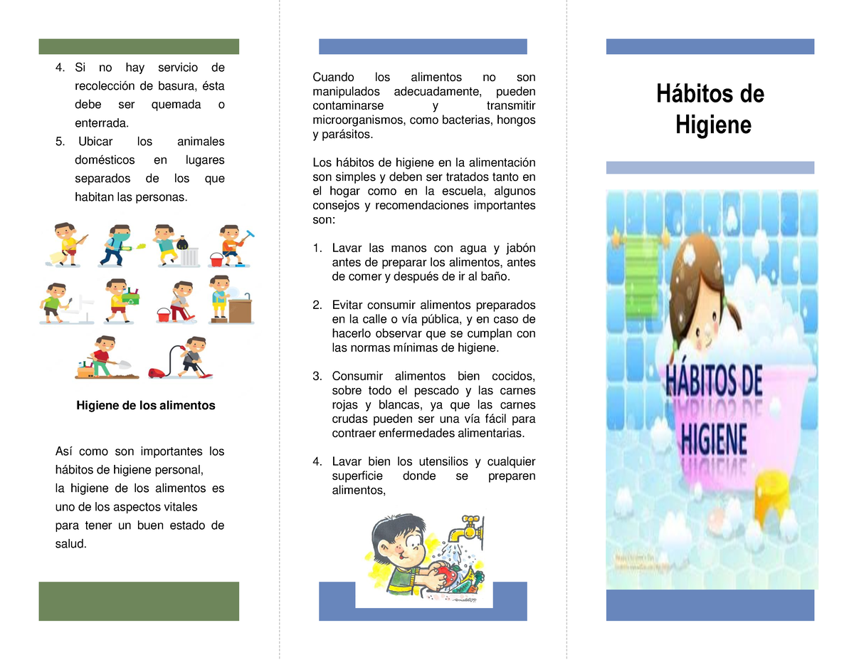 Habitos De Higiene Tr Pticos Para Charlas Educativas Hbitos De Higiene Si No Hay Servicio