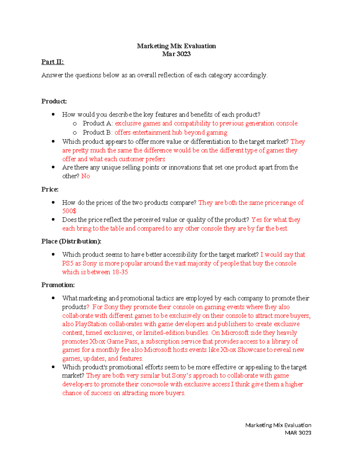 Marketing Mix Evaluation Assignment - Marketing Mix Evaluation Mar 3023 ...