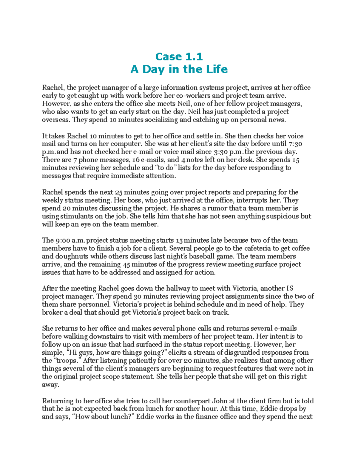 a day in the life project management case study