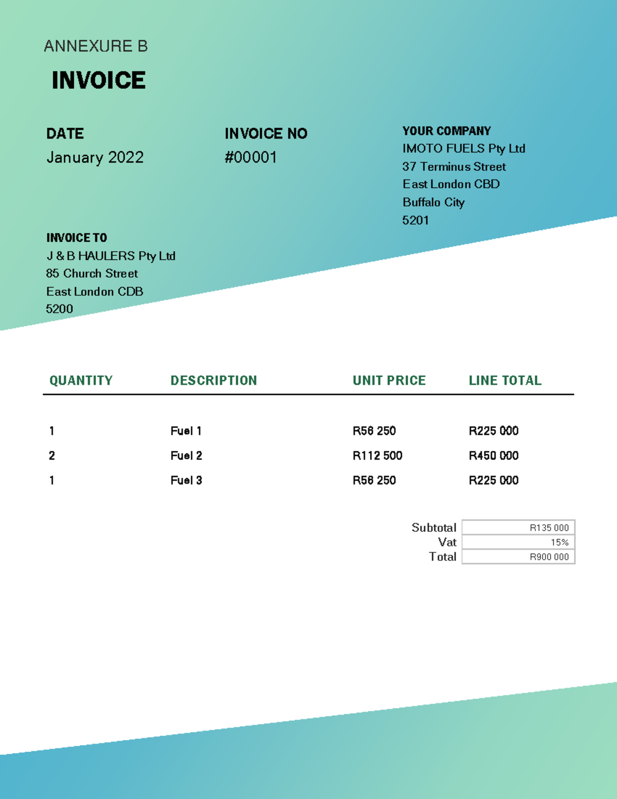 Invoice (A) - Summary Specific Contracts - LSC221E - ANNEXURE B INVOICE ...