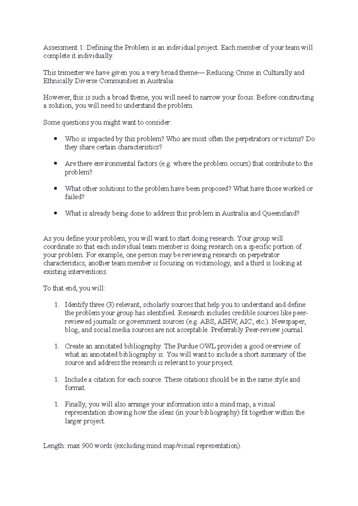 Assessment. Estimating the dat - Assessment 1: Defining the Problem is ...