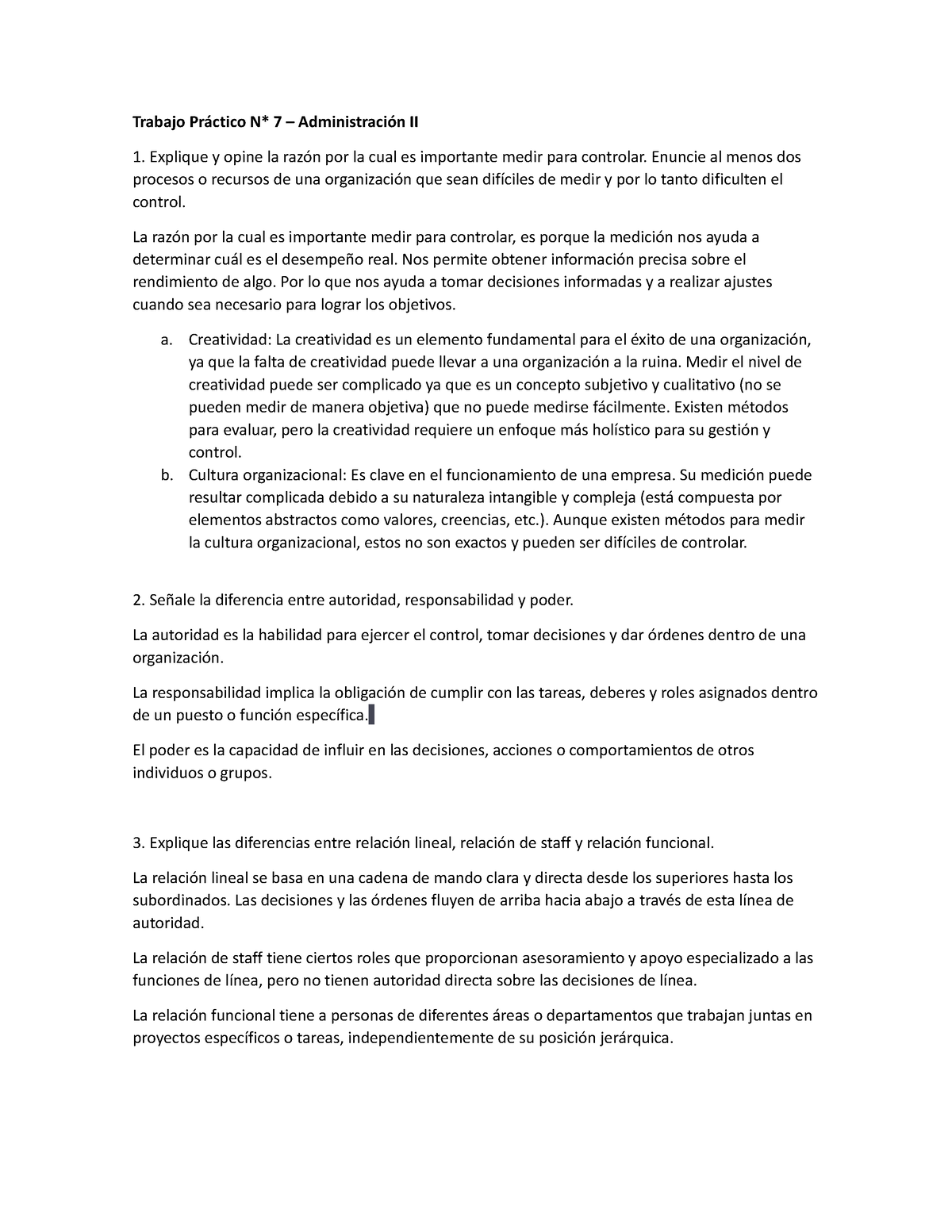 Trabajo Práctico N° 7 Administracion Ii Trabajo Práctico N 7 Administración Ii Explique Y 4811