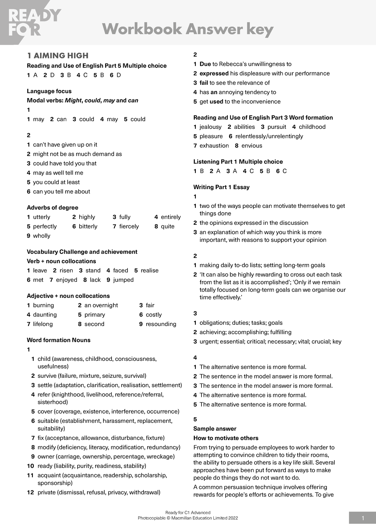 pearson education limited 2007 photocopiable answer key