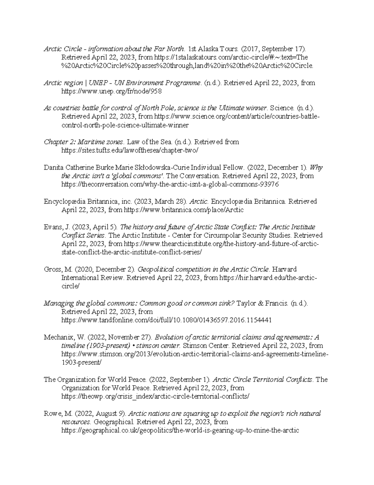 References TP - Arctic Circle - information about the Far North. 1st ...
