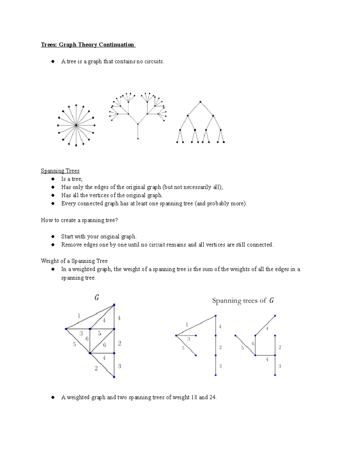 Trees GT - Notes. - Trees: Graph Theory Continuation A tree is a graph ...