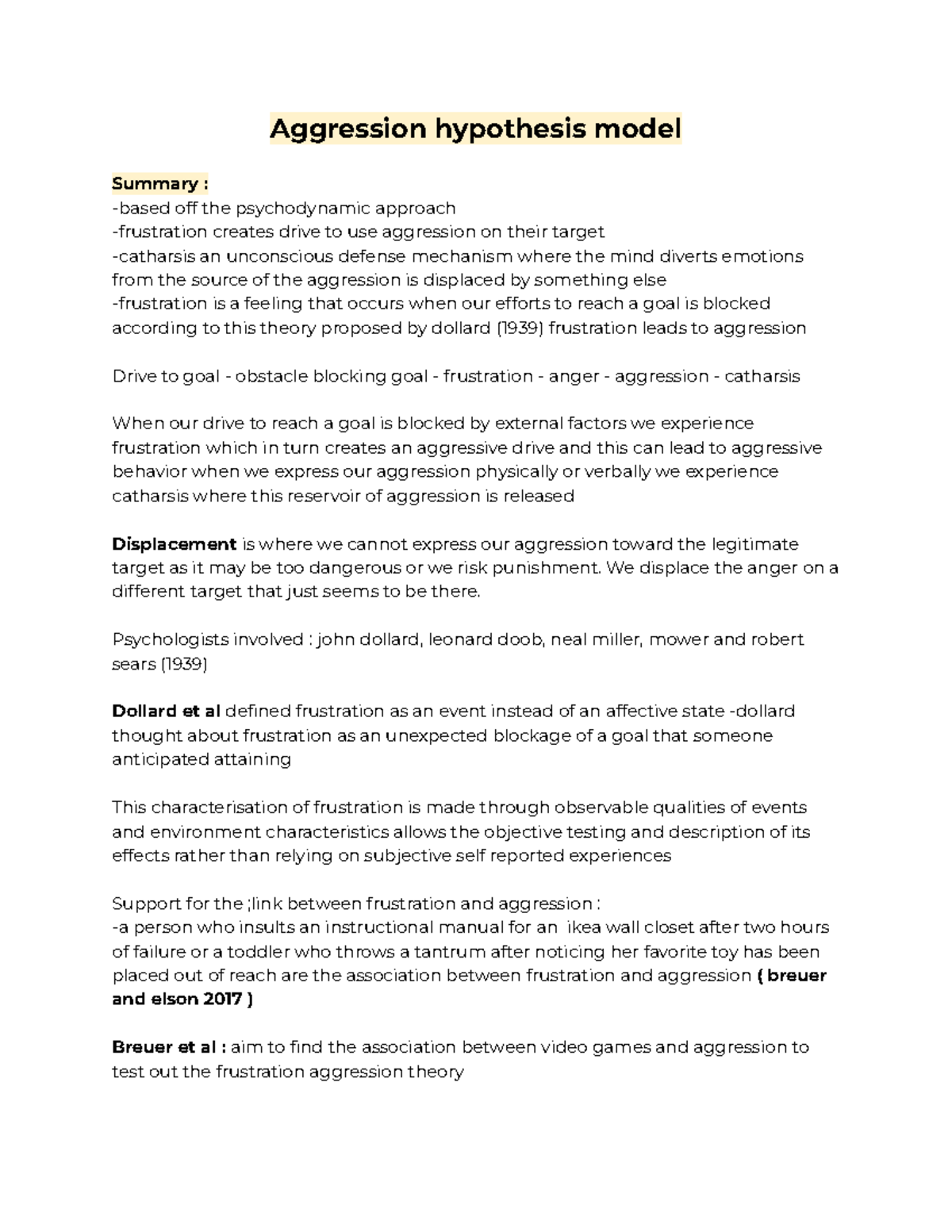 Aggression hypothesis model - Aggression hypothesis model Summary ...