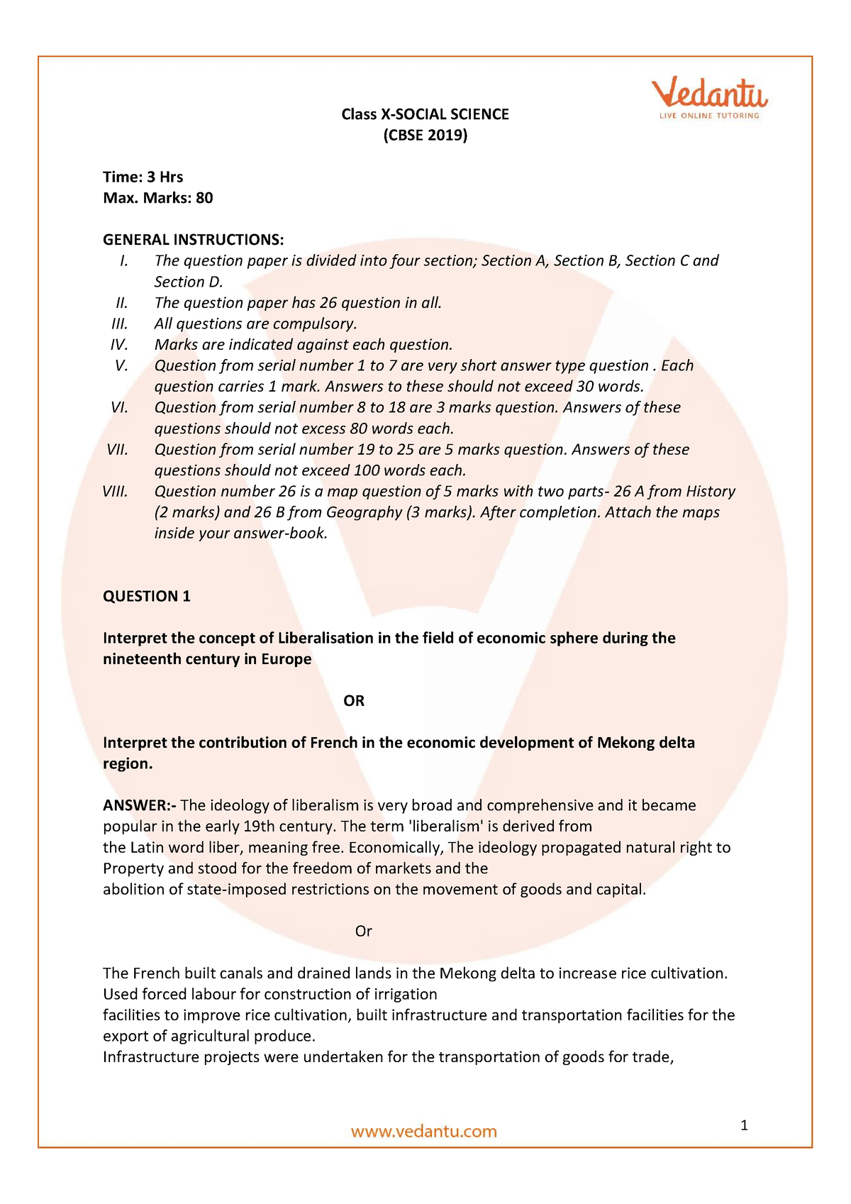 CBSE Class 10 Social Science Question Paper 2019- Free PDF - Class X ...