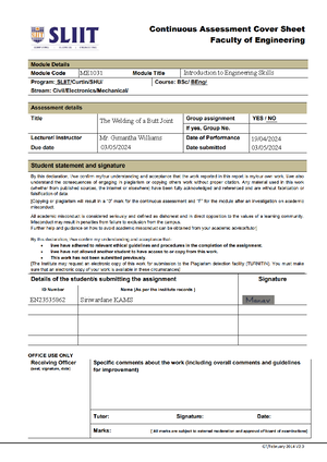 Impact testing EN23582606 - Continuous Assessment Cover Sheet Faculty ...