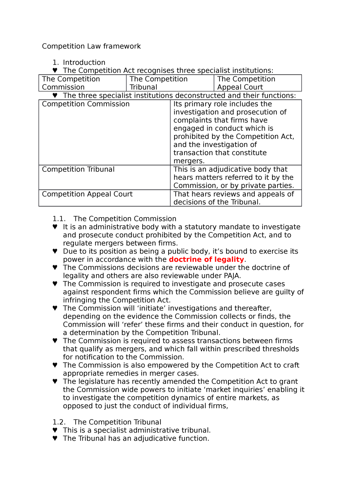 Competition Law Framework - Introduction The Competition Act Recognises ...