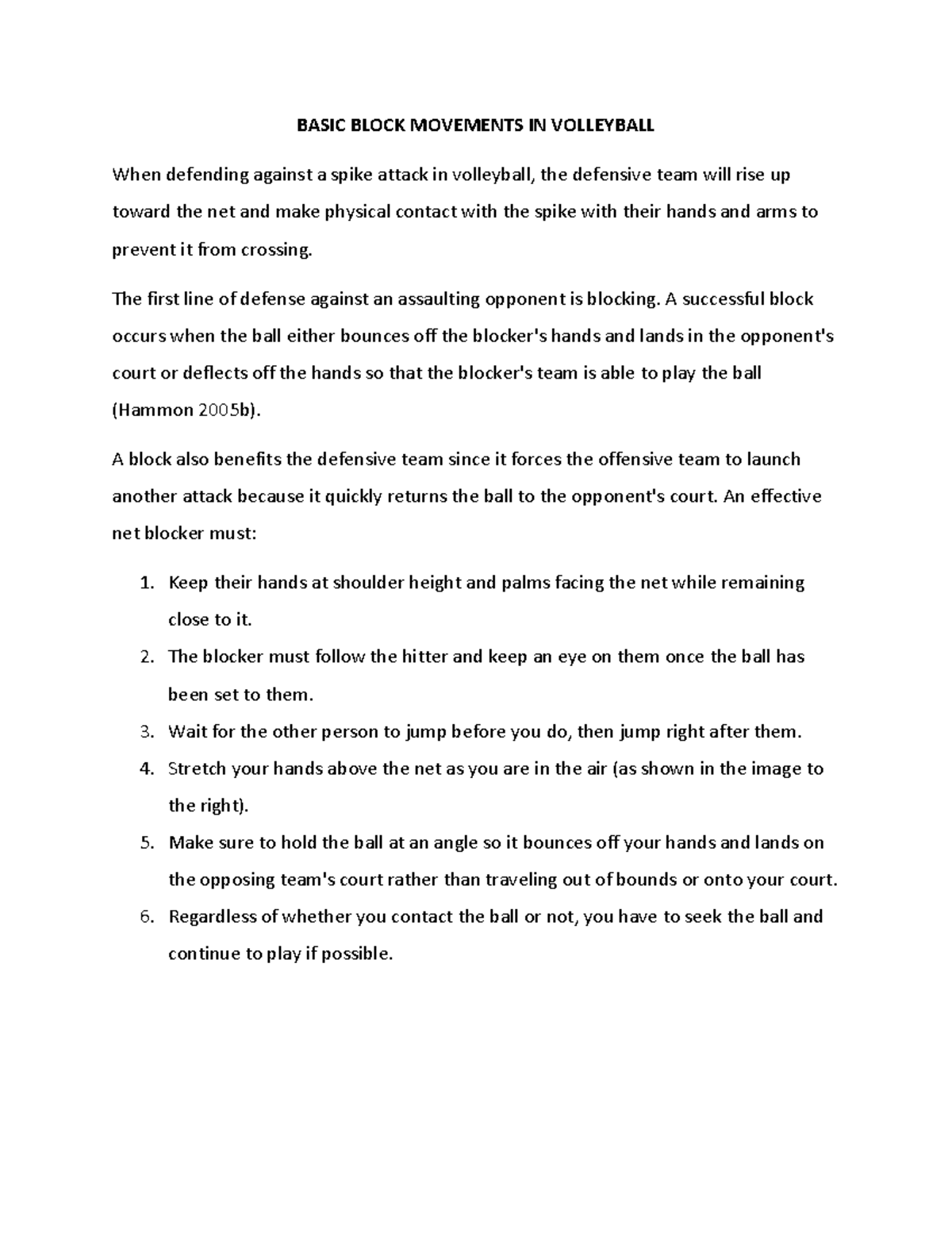 Basic Block Movements IN Volleyball BASIC BLOCK MOVEMENTS IN