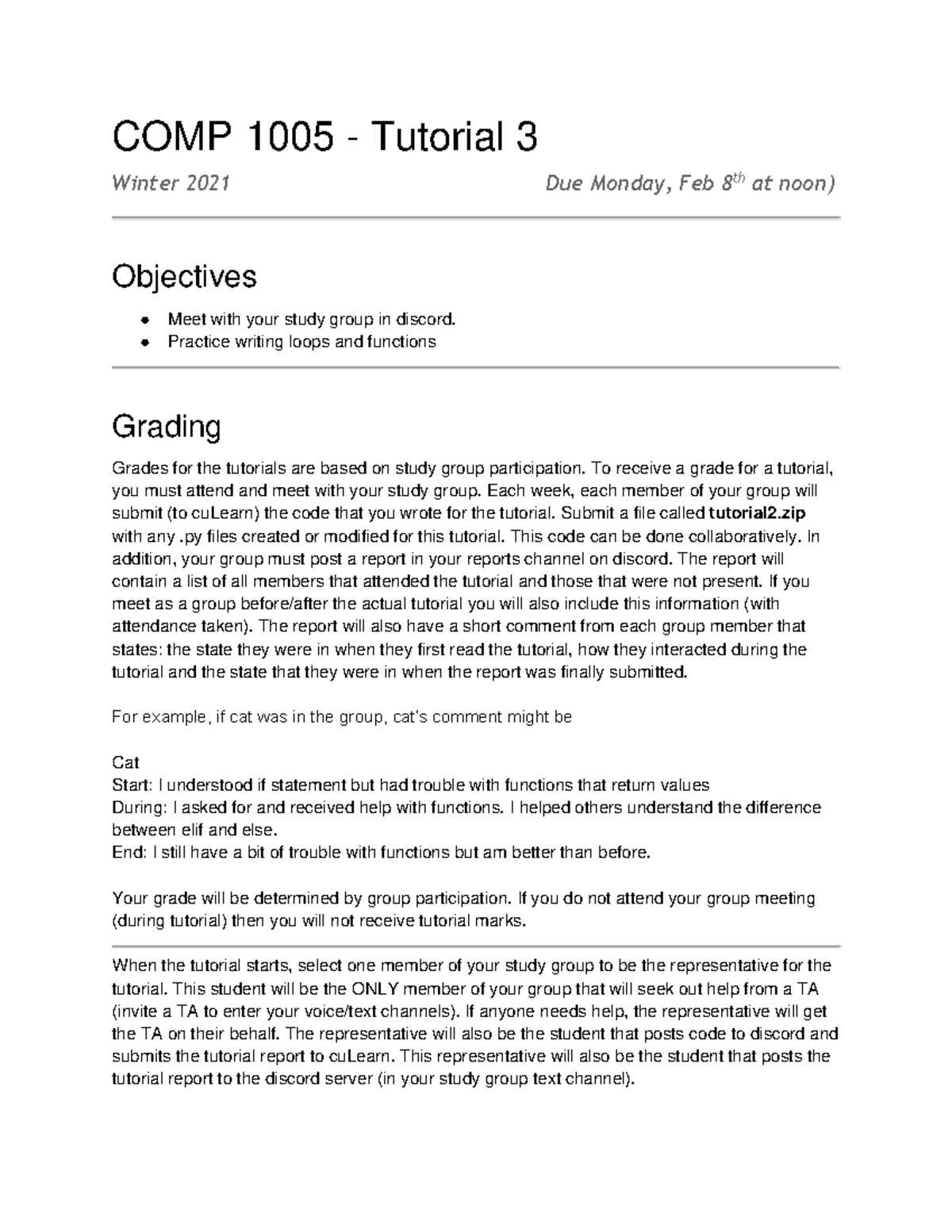 Sample/practice exam 5 September, questions - COMP 10 05 - Tutorial 3 ...