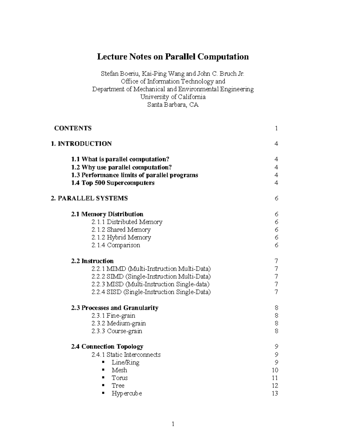 Parallel and distributed Computing 2 - Lecture Notes on Parallel ...