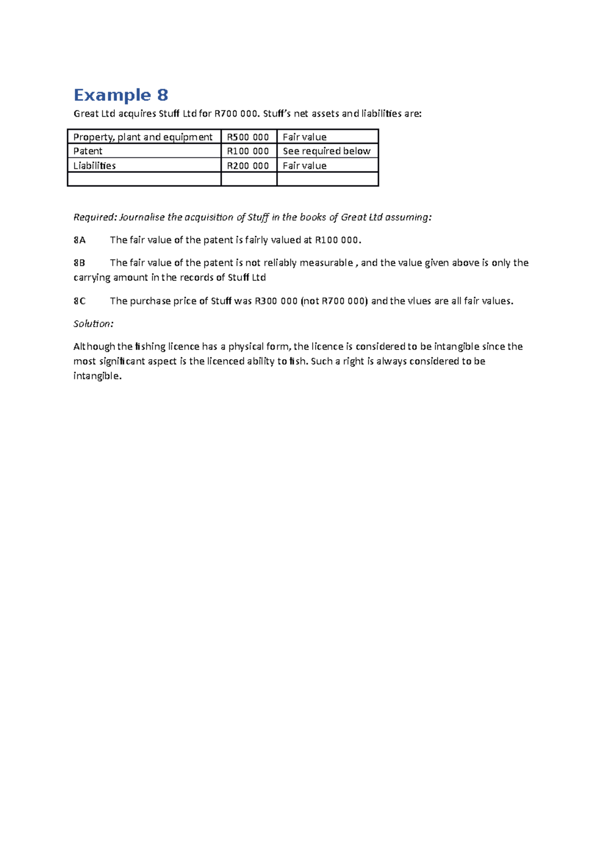 Example 8 - Lecture note - Example 8 Great Ltd acquires Stuff Ltd for ...