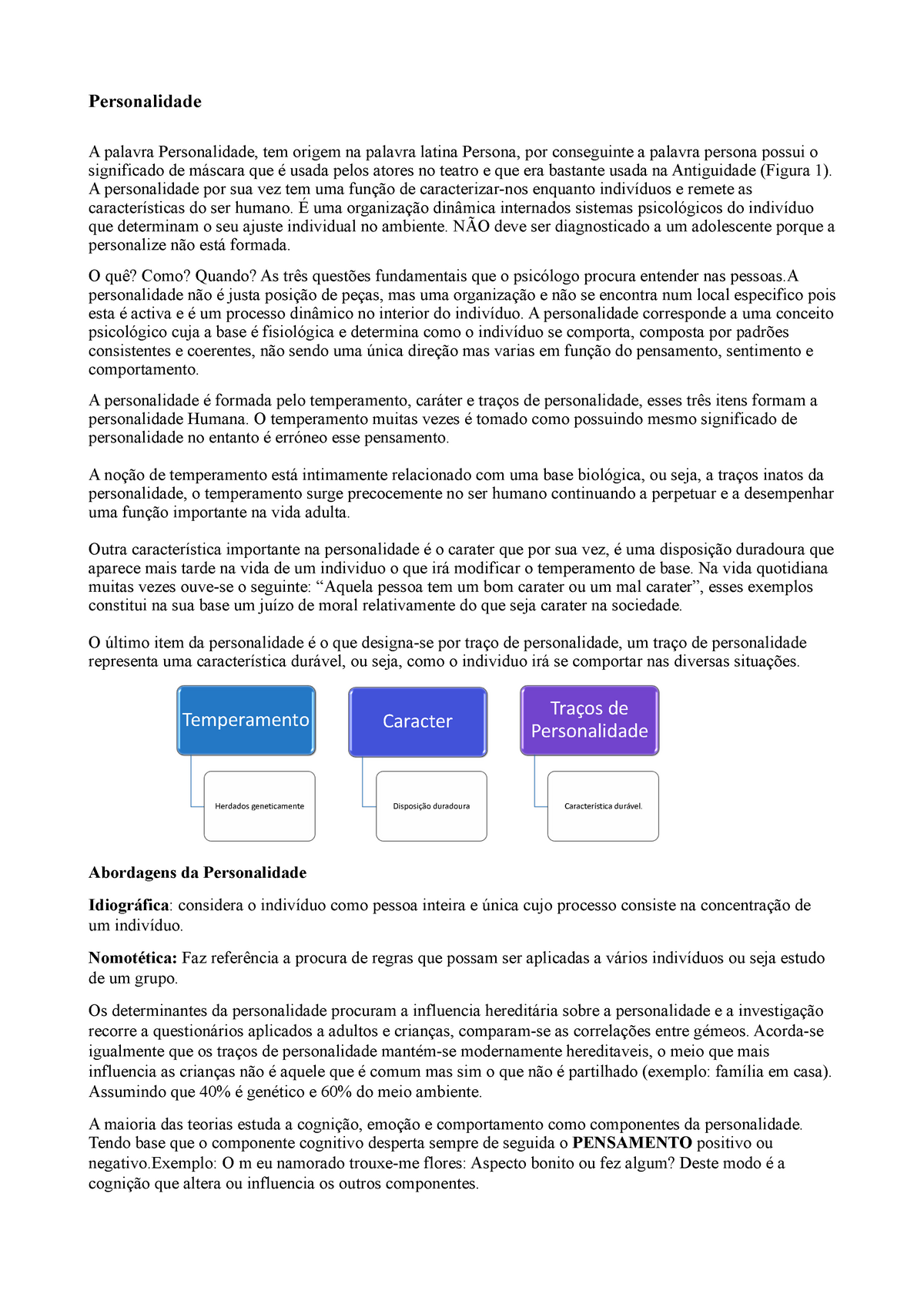 Psicologia da Personalidade 2 ano Piaget Personalidade A palavra