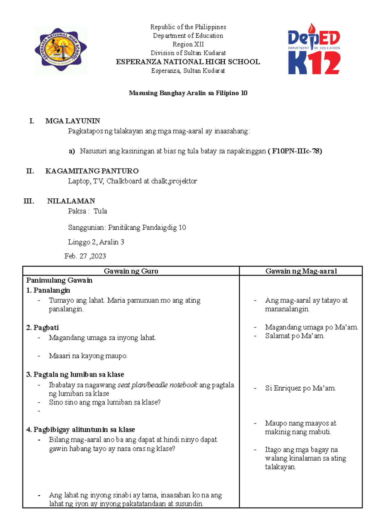 LP Panlapi - ncjsBJFBJBH - Republic of the Philippines Department of ...