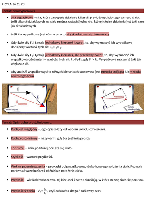 Kinematyka a - Przykładowy sprawdzian z fizyki z działu kinematyki