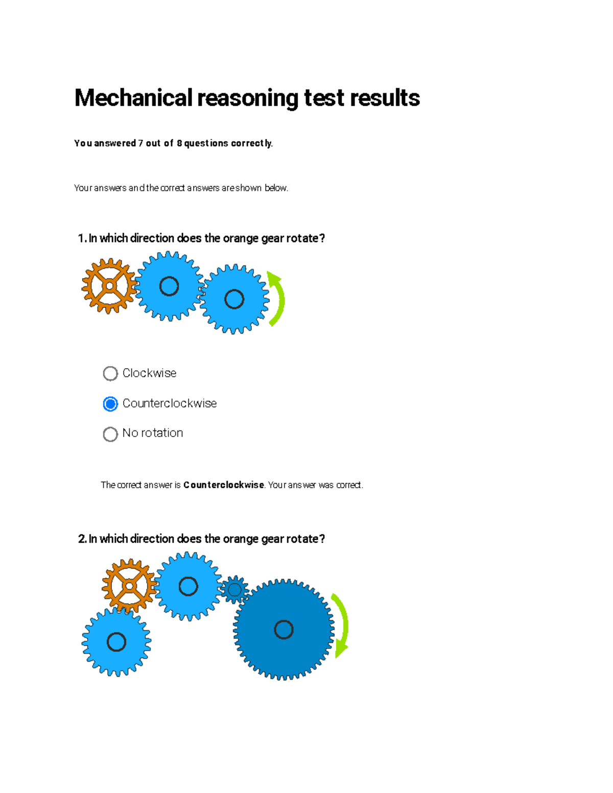Free report of mechanical reasoning test 123test Mechanical