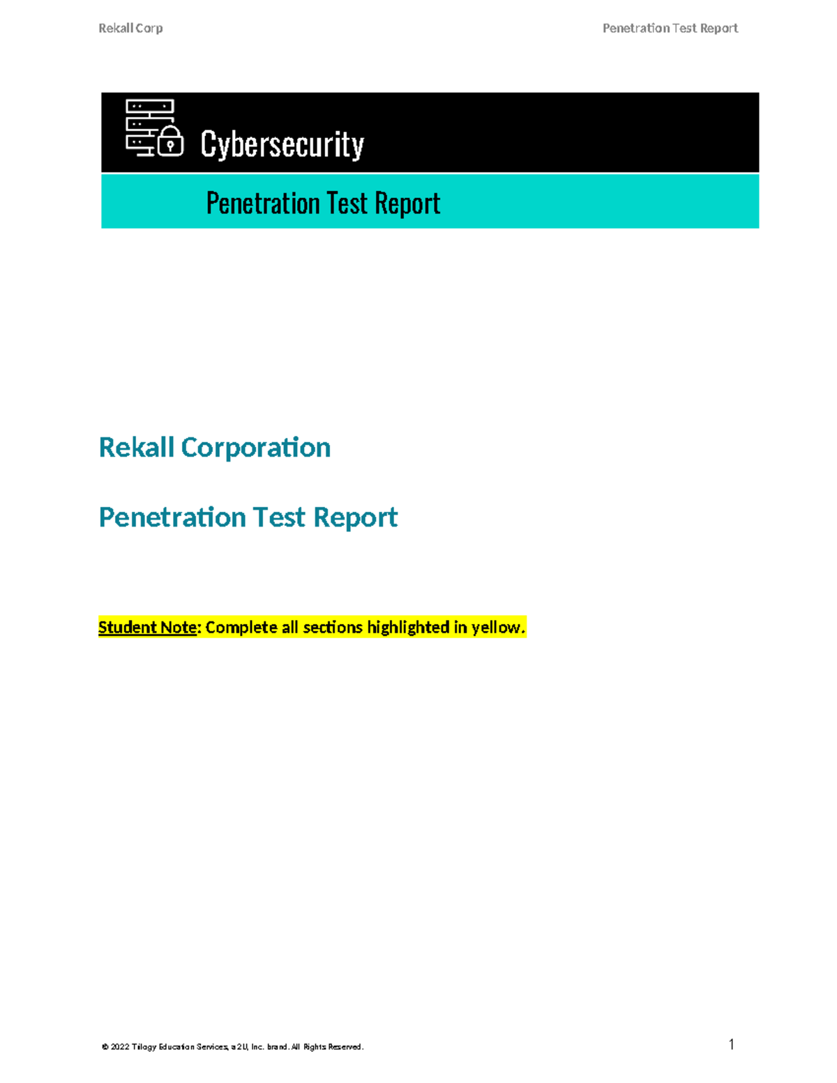 Rekall Penetration Test Report - Cybersecurity Penetration Test Report ...