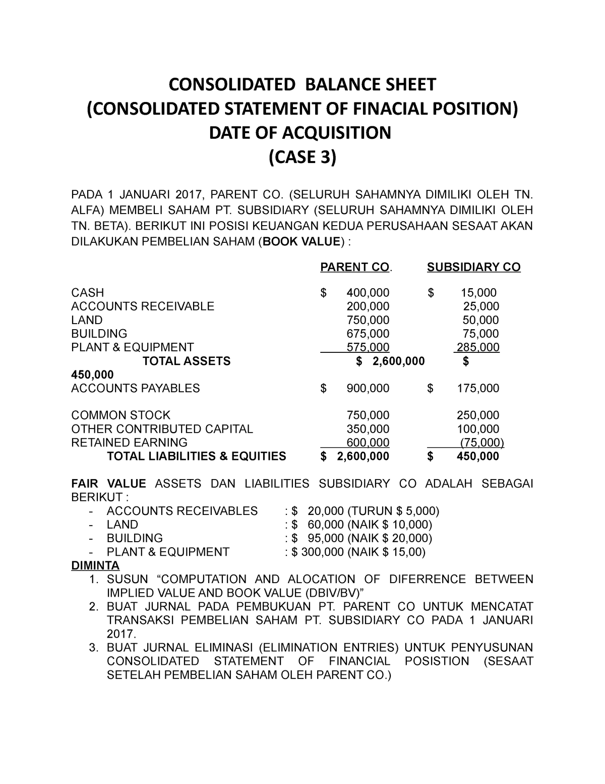 Chapter 3 - SOAL 3 - ';SDBDJJD - CONSOLIDATED BALANCE SHEET ...