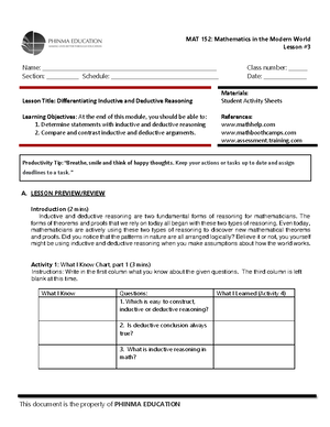 SAS 10 MAT 152 FLM - Lesson Name