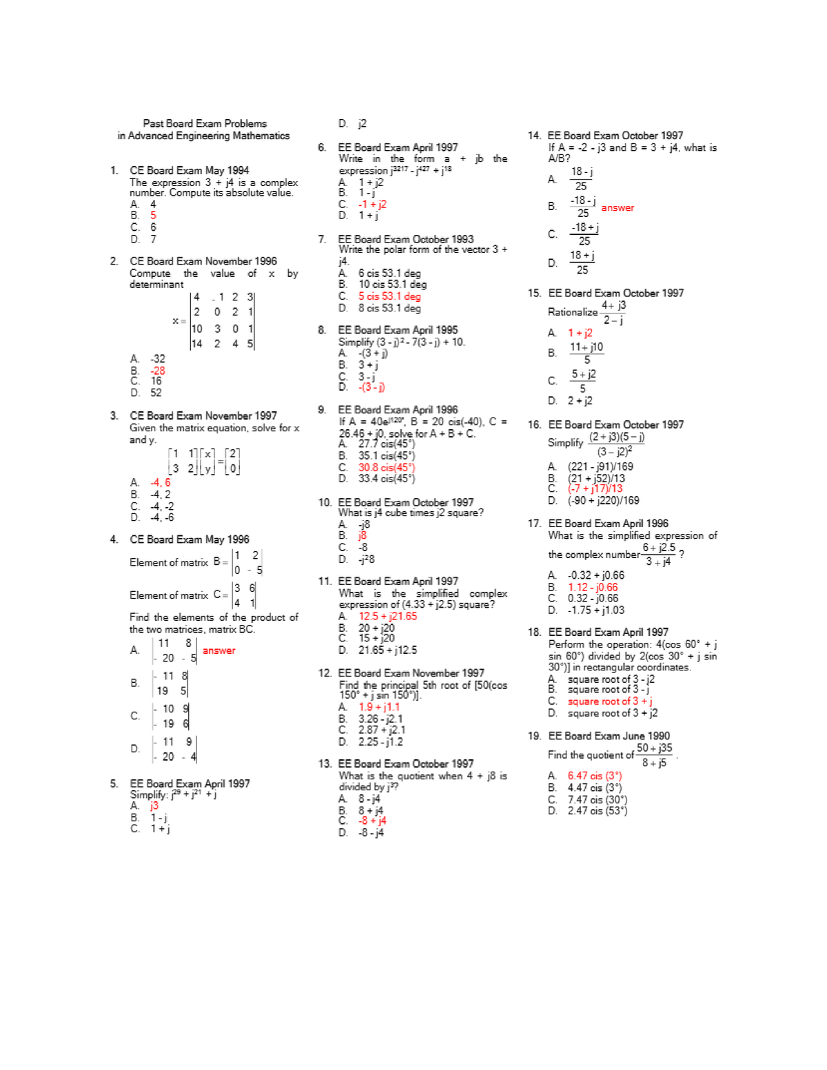 MATH PAST Board ALL Maths - Bachelor Of Science In Mechanical ...