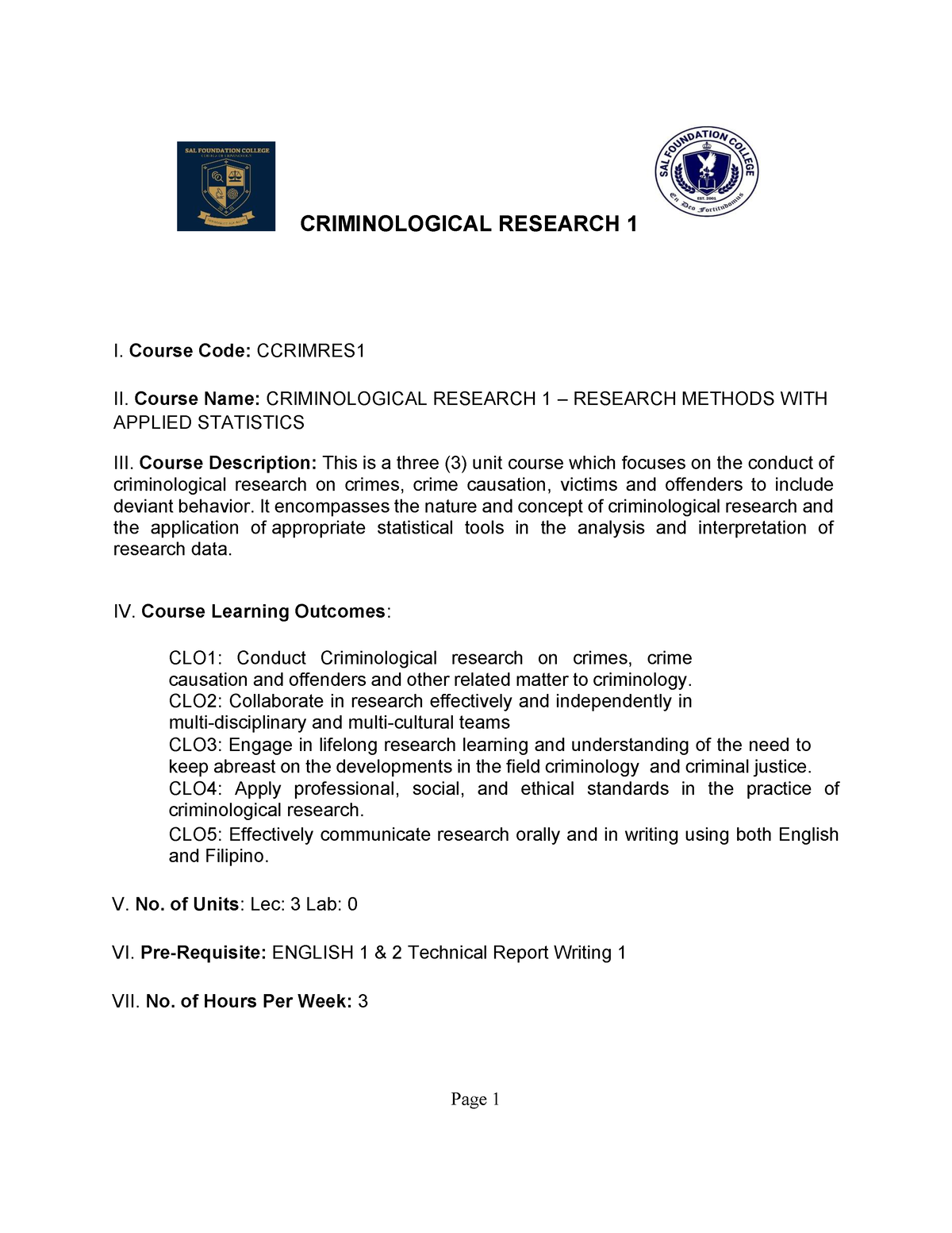 criminological research 1 and 2