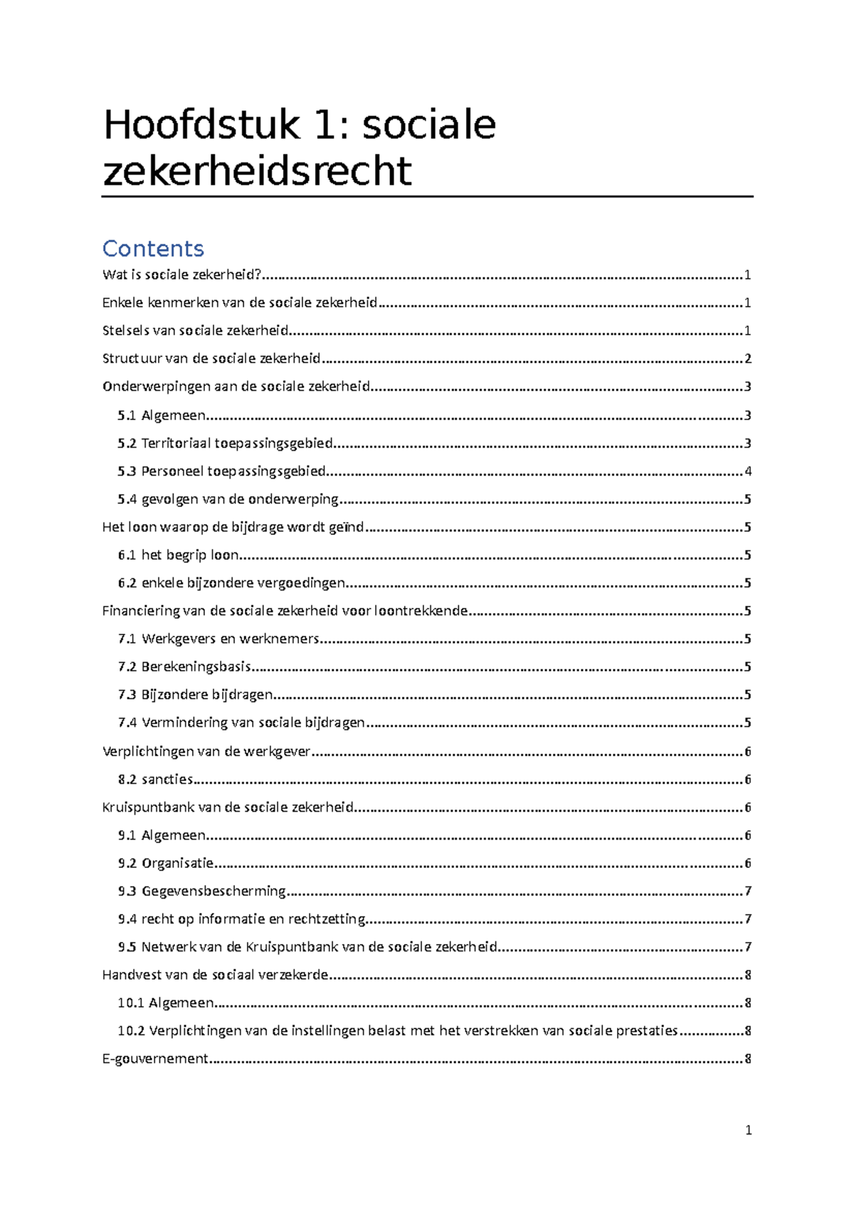 Hoofdstuk 1 - Socialezekerheidsrecht - Hoofdstuk 1: Sociale ...