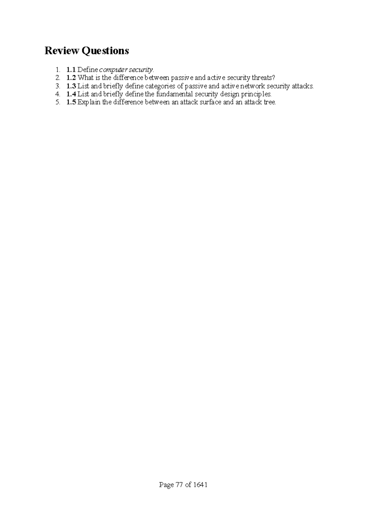 Ch1,14,15,16 copy - Review Questions 1. 1 Define computer security. 2 ...