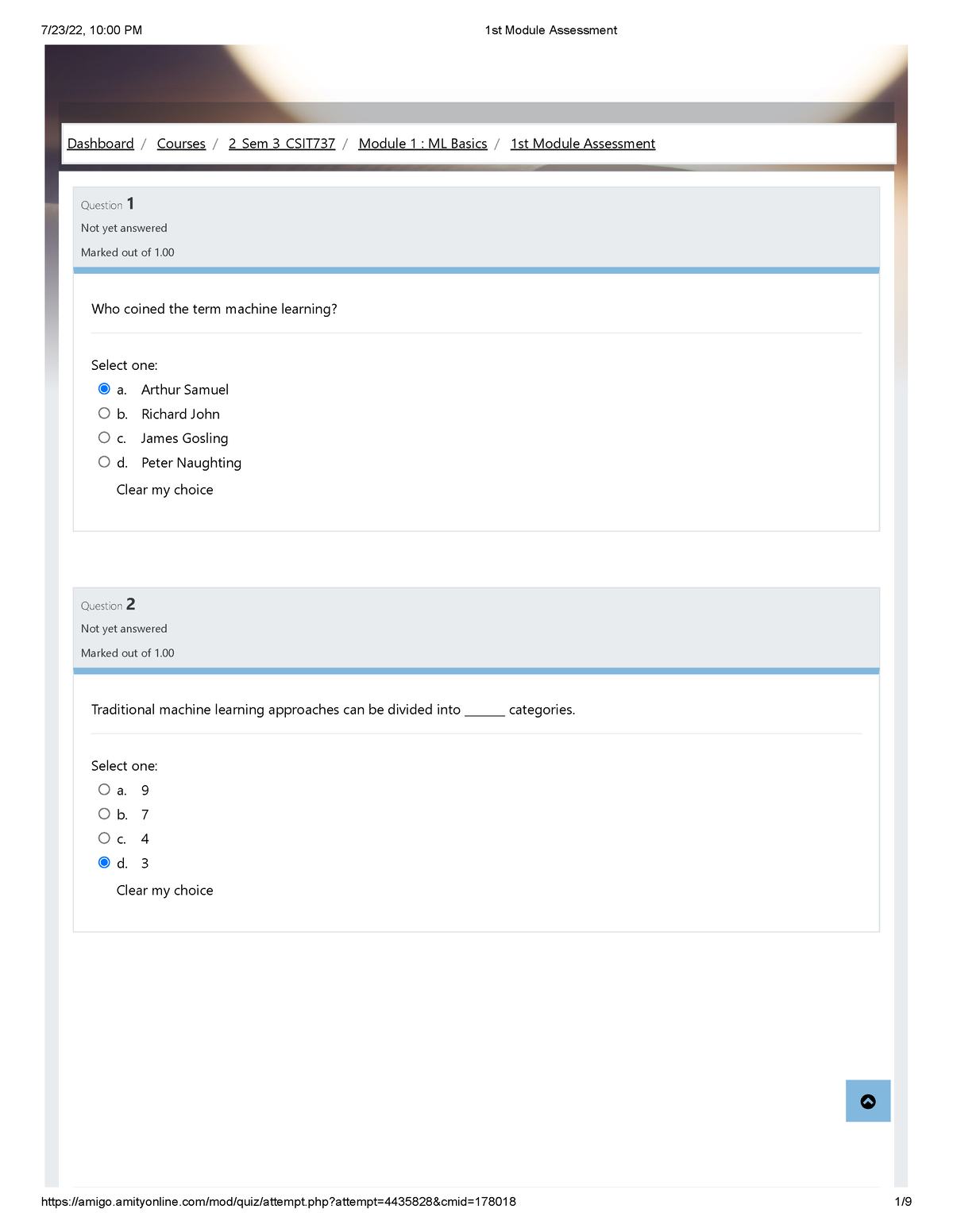 1st Module Assessment IT 737BVS - Question 1 Not yet answered Marked ...