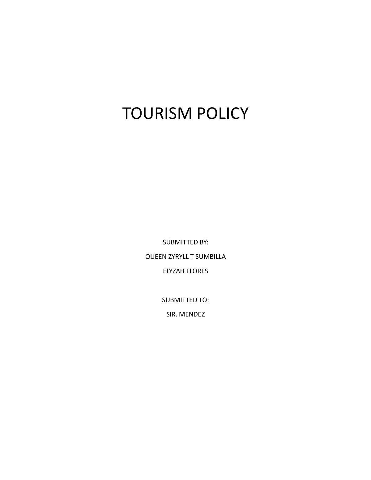 thesis on tourism policy