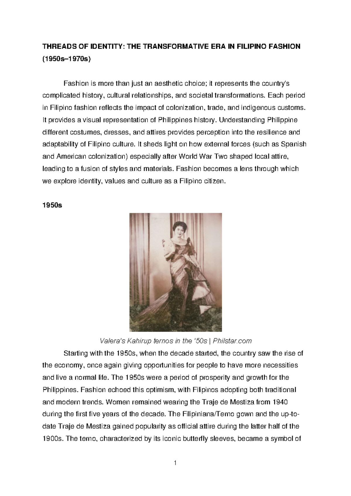 Final Paper - Nothing here - THREADS OF IDENTITY: THE TRANSFORMATIVE ...