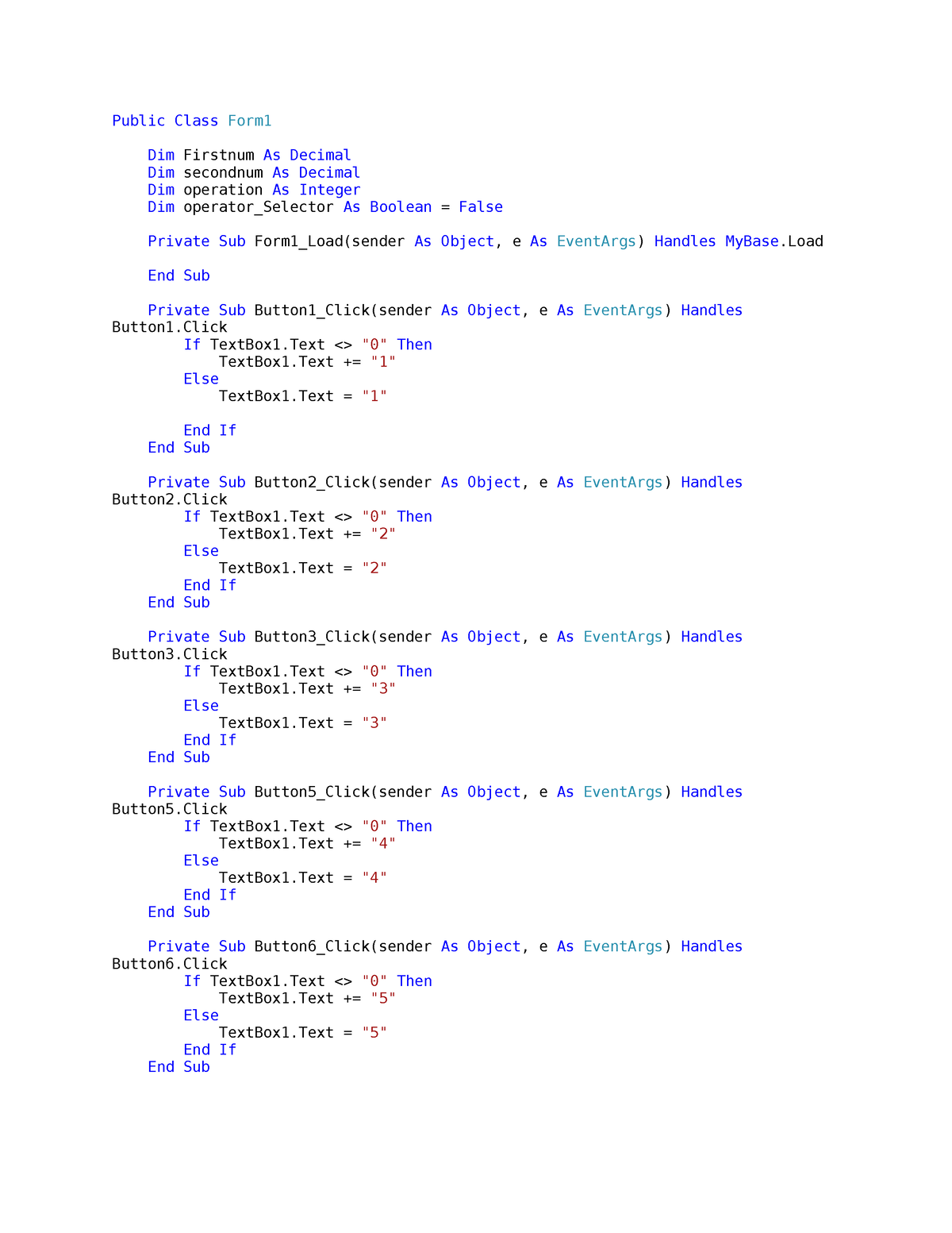 Source-code - Rwer - Public Class Form Dim Firstnum As Decimal Dim 