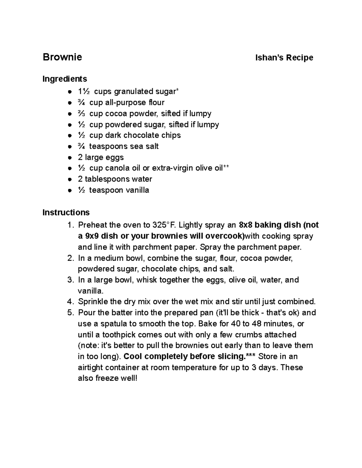 Untitled document - ,ah - Brownie Ishan’s Recipe Ingredients 1½ cups ...