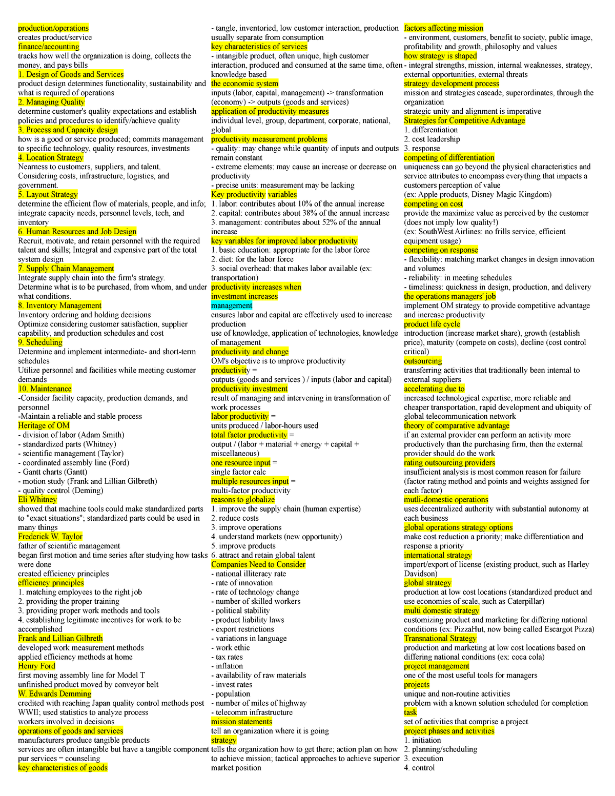 midterm test 1 BA 360 - production/operations creates product/service ...