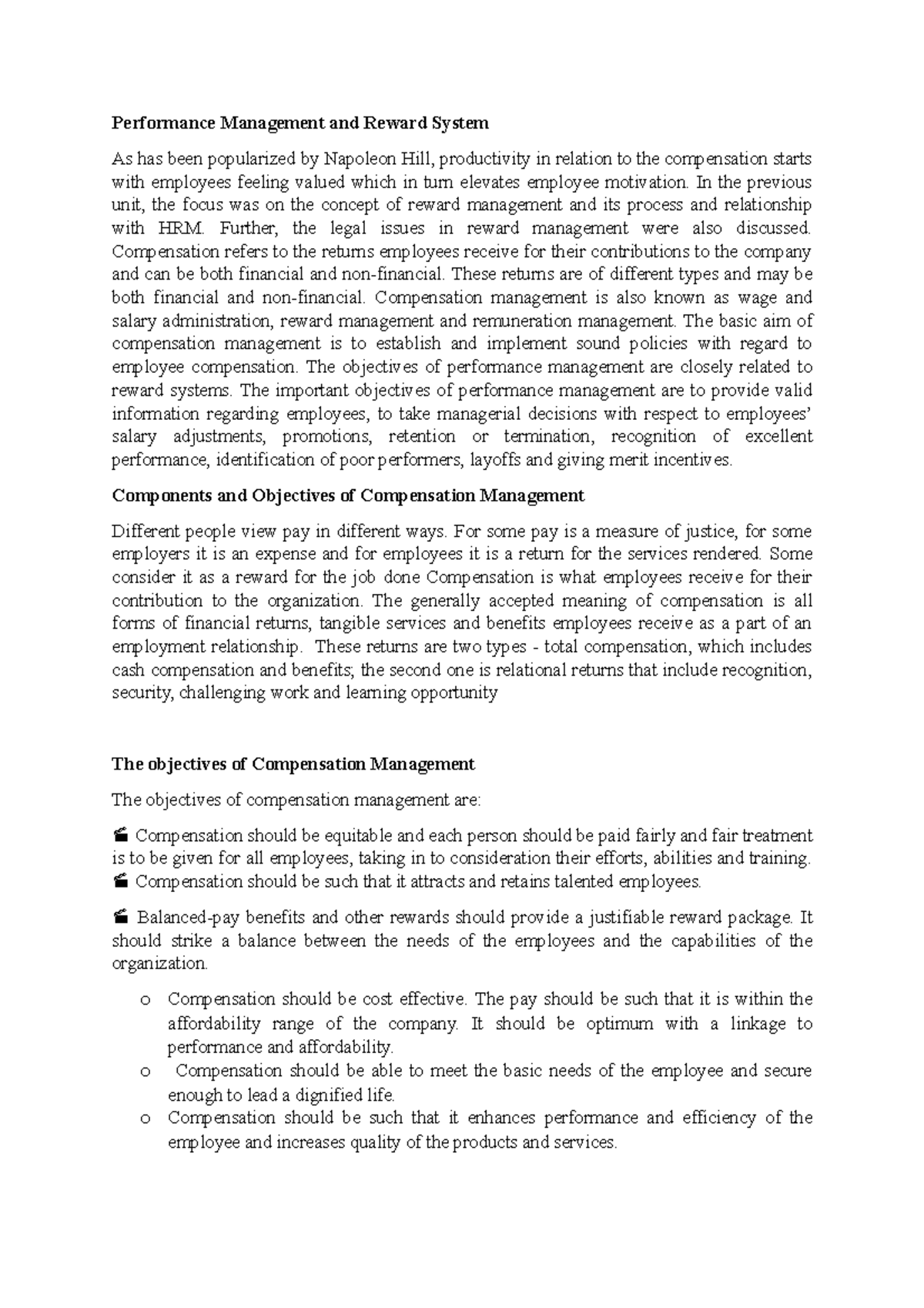 Unit 2 - Performance Management and Reward System As has been ...