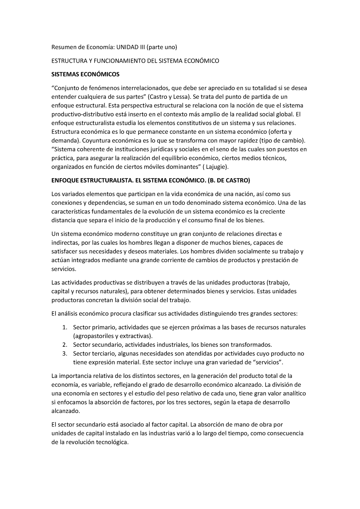 Intro A La Economía Resumen Unidad 3 Parte 1 Resumen De Economía Unidad Iii Parte Uno 3968