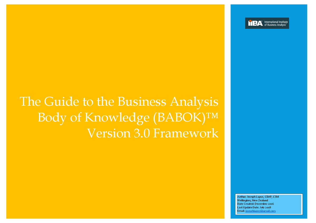 The Guide To The Business Analysis Body Of Knowledge - The Guide To The ...