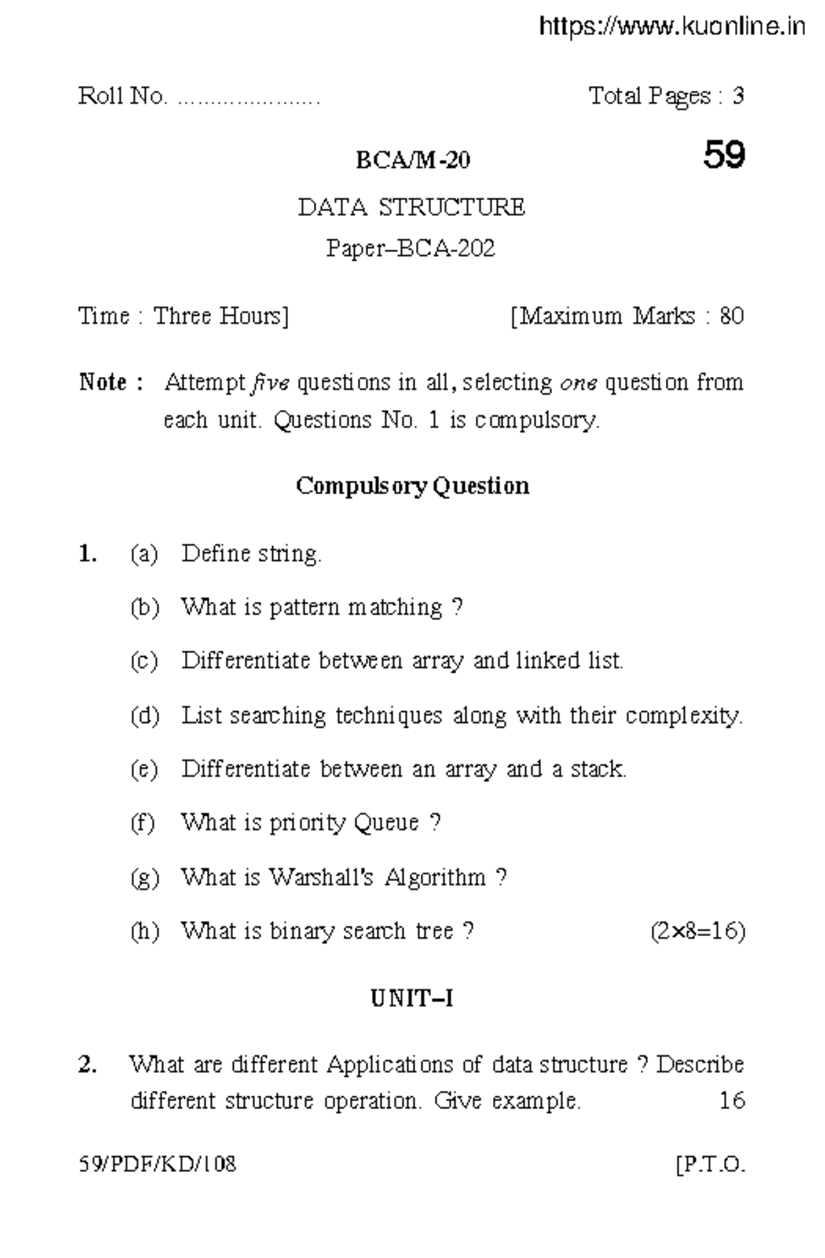 Bca part 2 data structure 59 2020 - Roll No ...
