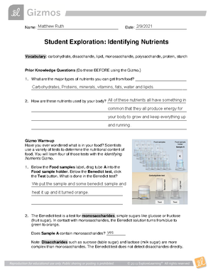 1 Lecture Notes 13 Name Date Student Exploration Identifying Nutrients Studocu