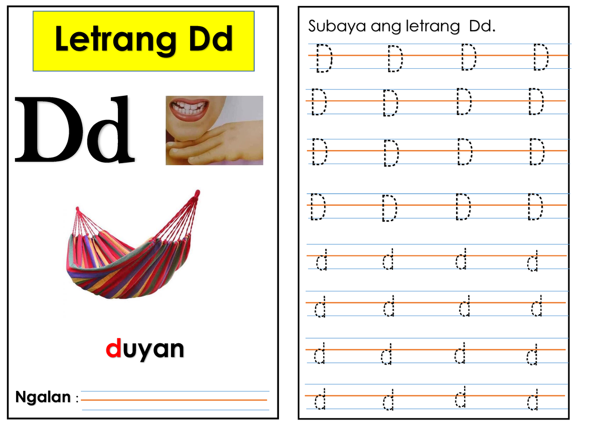 Letrang Dd - Instructional Materials - Letrang Dd Dd Duyan Ngalan ...