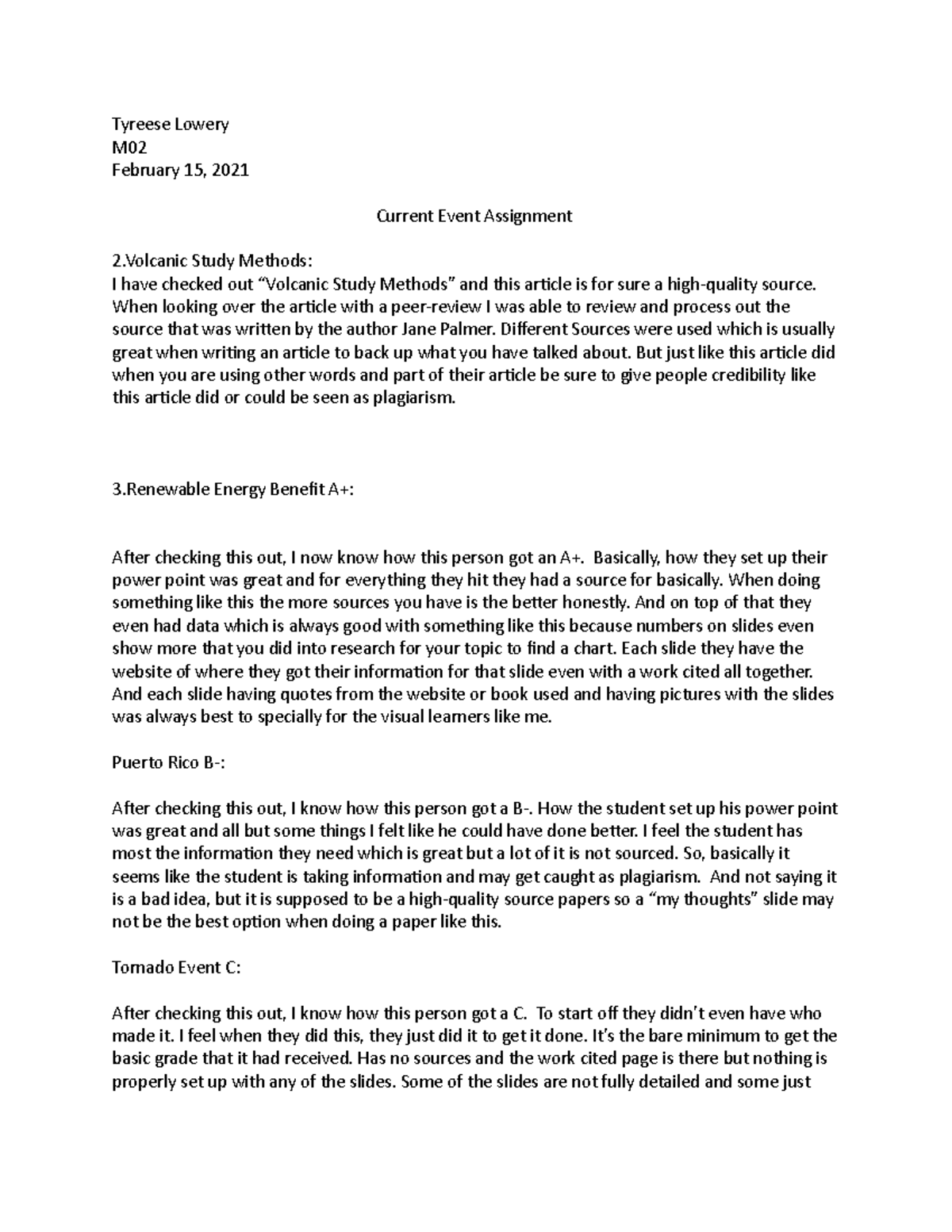 Current Event Discussion - Tyreese Lowery M February 15, 2021 Current ...