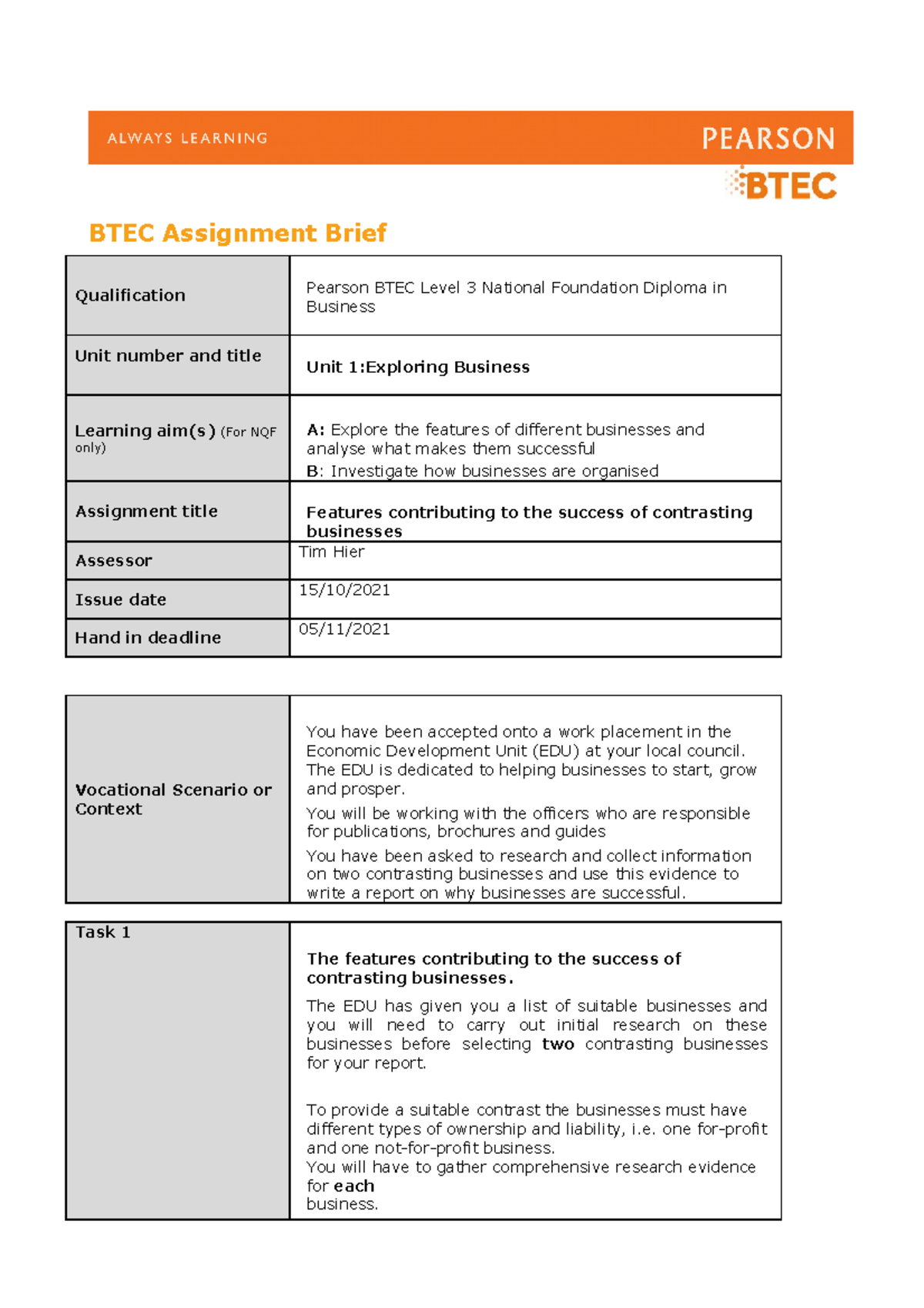 assignment brief example