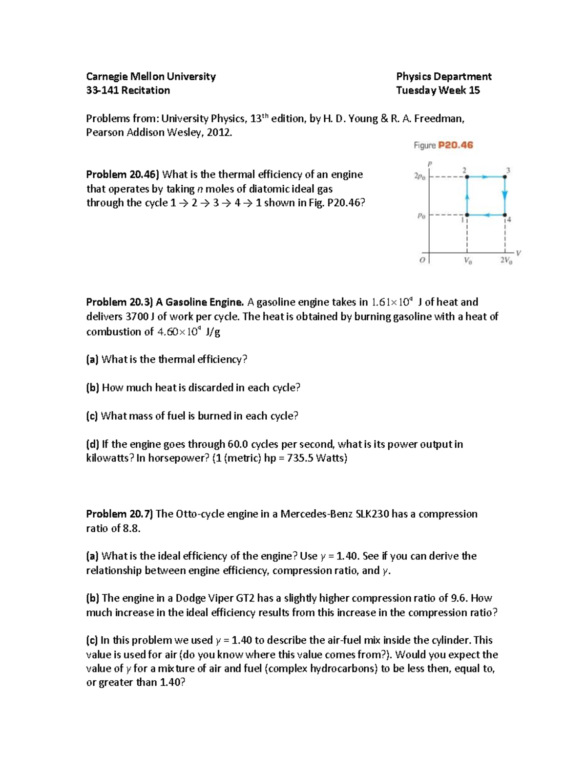 Week 15 Recitation Problems - Carnegie Mellon University Recitation ...