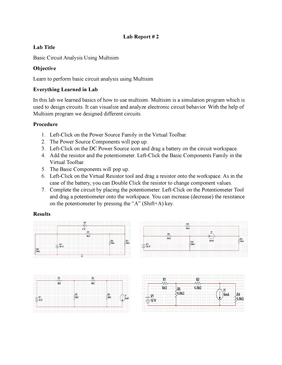 Lab Report 2 BEEL Lecture notes 2 Lab Report 2 Lab Title Basic