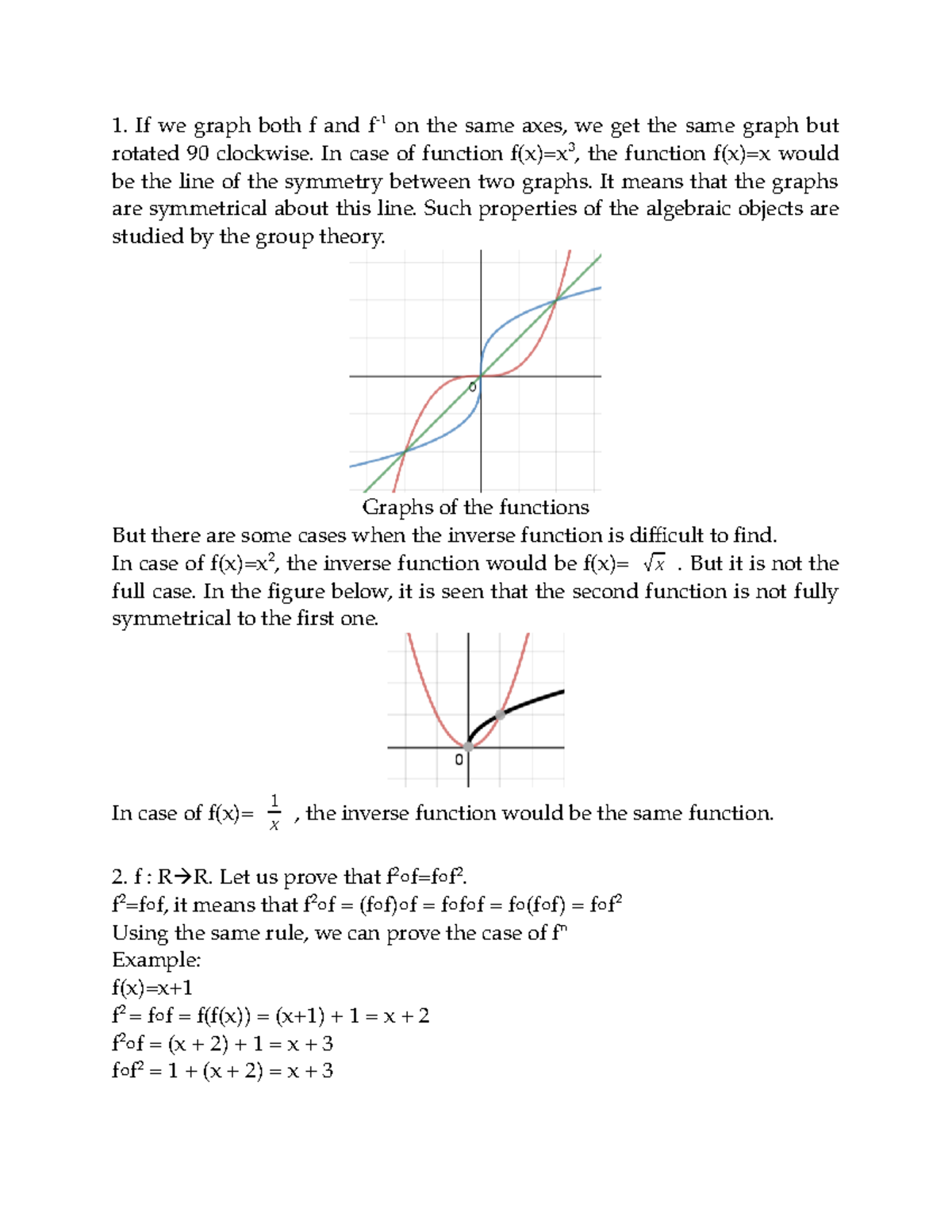 Math 11 Unit 4 Discussion Post If We Graph Both And On The Same Axes We Get The Same Graph But Rotated 90 Clockwise In Case Of Function The Function Would Studocu