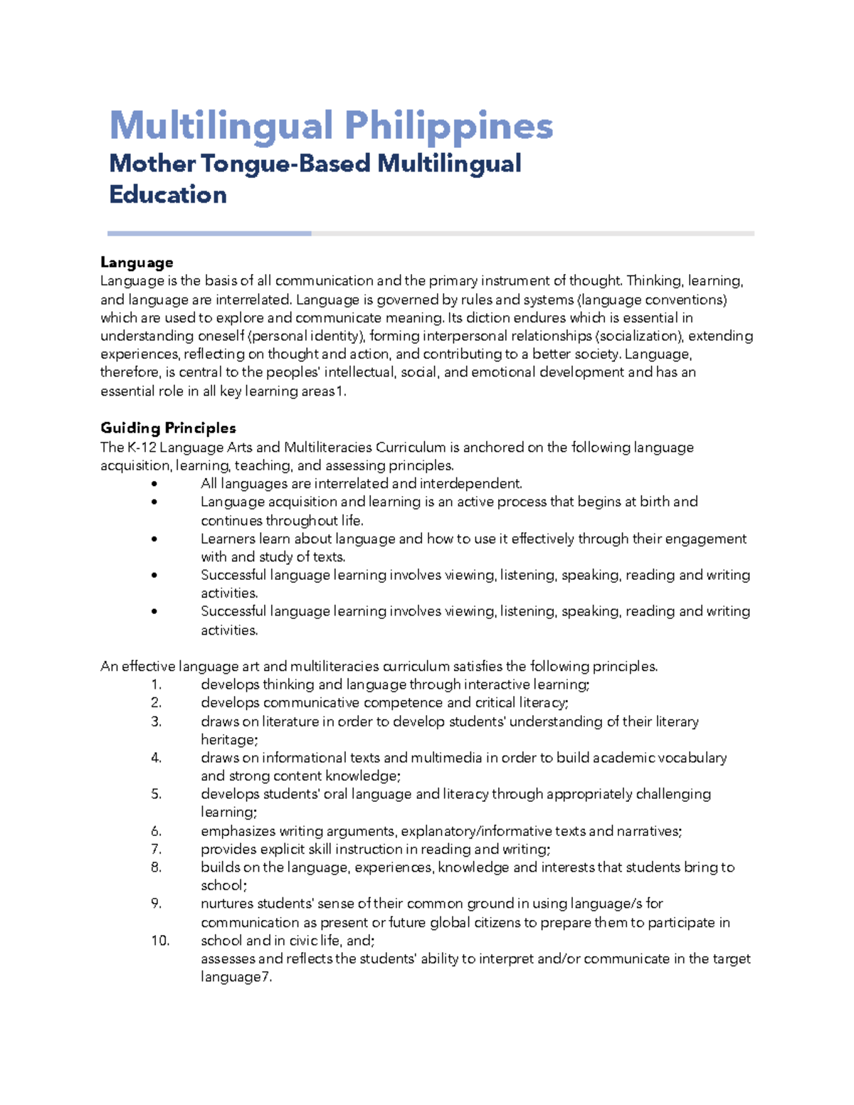 Multilingual Philippines-MTB MLE - Multilingual Philippines Mother ...