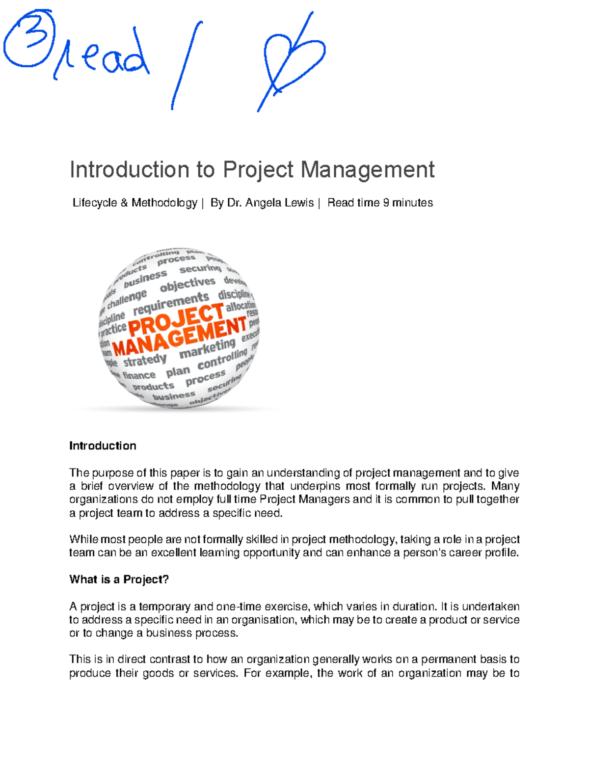 Project Management - Supporting Document - Introduction to Project ...
