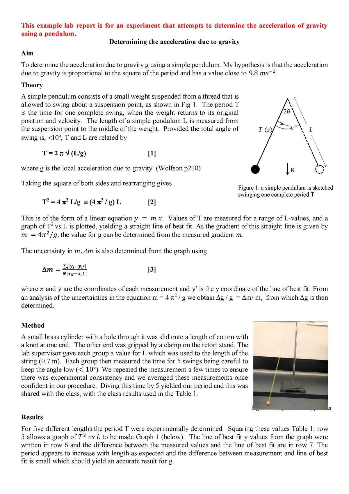 Lab 1- Experimental Uncertainties Report Example-3 - This example lab ...